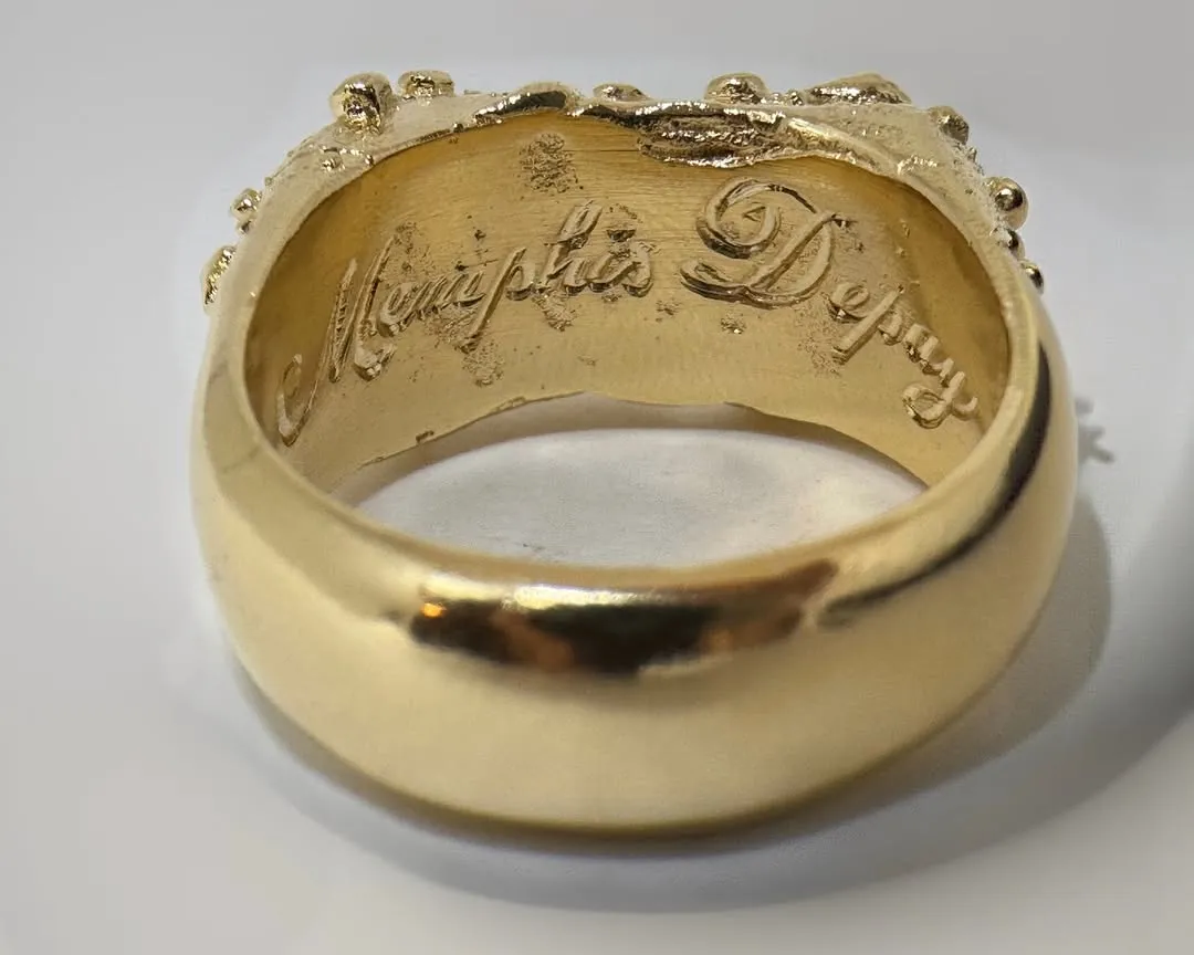 Gold Crosta ring with engraved interior